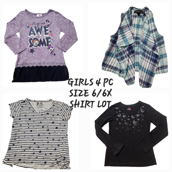 GIRLS 4PC LOT SIZE 6/6X SHIRT LOT - Picture 1 of 13